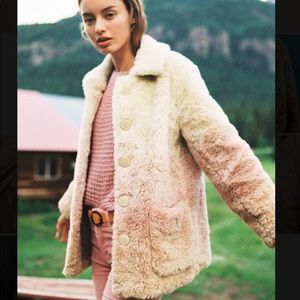 Anthropologie Ombré Faux Fur Coat